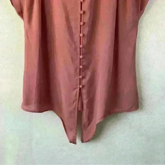 Pink Rose Women's Short Sleeve Button Front Tie Waist Pink Coral Blouse Medium - Picture 3 of 12
